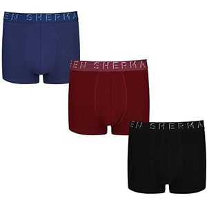 Ben Sherman Superzachte boxershorts voor heren, zwart, marineblauw, burgandy katoen met elastische band, multipack van 3 stuks, Zwart/Navy/Bourgondië, XL