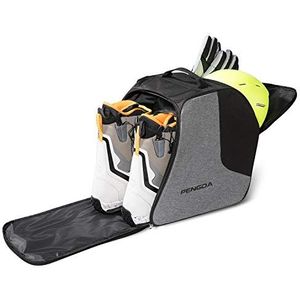 PENGDA Skischoenentas - Skischoenen en snowboardlaarzen tas waterdichte reistas voor skihelmen, brillen, handschoenen, skikleding en kofferruimte (2 aparte compartimenten) (zwart grijs)