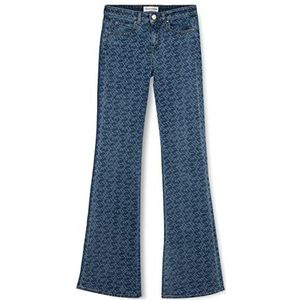Pinko Flora No Belt Flare Denim Logo Jeans, ZG4_wit/donkerblauw, 31 dames, Zg4_wit/donkerblauw