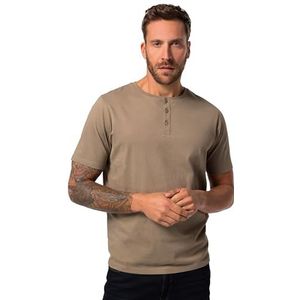 JP 1880, heren, grote maten, basic henley, grijs-bruin, 6XL