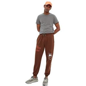 Trendyol Heren Man Jonge Normale Taille Relaxed Joggingbroek, Bruin, L