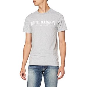 True Religion Heren Arch Logo ronde hals T-shirt, grijs, X-Small