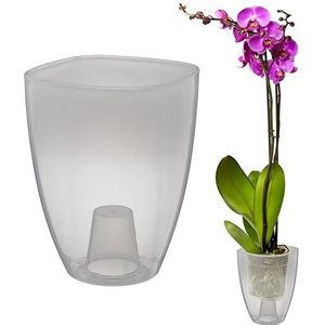 VERDENIA Kaja Orchideeënpot, minimalistisch design, licht, voor binnen, hoogwaardig polypropyleen, transparant oppervlak, praktisch en functioneel, 12 x 12 x 17 cm, transparant