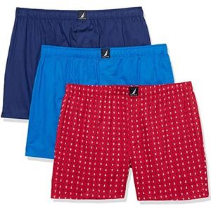 Nautica Boxershorts voor heren, Blue Depths/Pro Blauw/Anker Print Cerise, XL