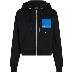 Karl Lagerfeld Jeans, Dames, Box Logo Zip Up Hoodie, Regular Fit, Zwart, L
