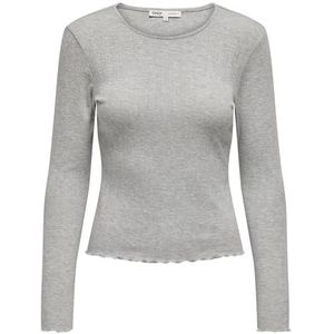 ONLY Dames Effen Shirt met Lange Mouwen Basic Ronde Hals Oprolrand Top Longsleeve Top ONLCARLOTTA, Colour:Grey-2, Size:S