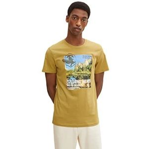 TOM TAILOR Uomini T-shirt met fotoprint 1030056, 27505 - Wooden Moss Green, L