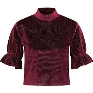 myMo at night Dames fluwelen shirt, bordeaux, S/XXL