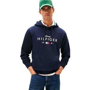 Tommy Hilfiger Mannen MERK LIEFDE BIG HILFIGER HOODIE MW0MW41427 Pullover Hoodie, BLAUW, XS, Blauw (Woestijnhemel), XS