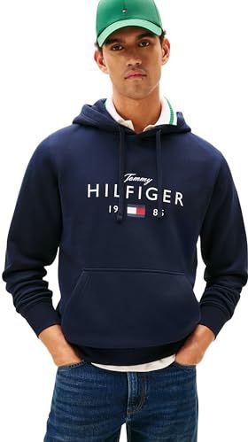 Tommy Hilfiger Mannen MERK LIEFDE BIG HILFIGER HOODIE MW0MW41427 Pullover Hoodie, BLAUW, XS, Blauw (Woestijnhemel), XS