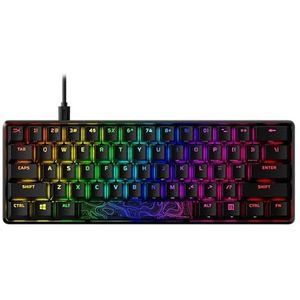 HyperX Alloy Origins 60 — mechanisch gamingtoetsenbord, rode HyperX-schakelaar (lineair), RGB LED-achtergrondverlichting, zijdelings bedrukte secundaire functies, compatibel met NGENUITY-software, zwart (Amerikaanse indeling)