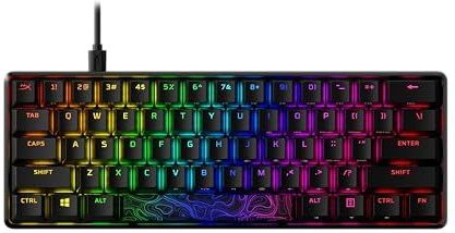 HyperX Alloy Origins 60 — mechanisch gamingtoetsenbord, rode HyperX-schakelaar (lineair), RGB LED-achtergrondverlichting, zijdelings bedrukte secundaire functies, compatibel met NGENUITY-software, zwart (Amerikaanse indeling)