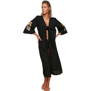 Trendyol Gedetailleerde Borduurwerk Kimono en Kaftan, Zwart, 36