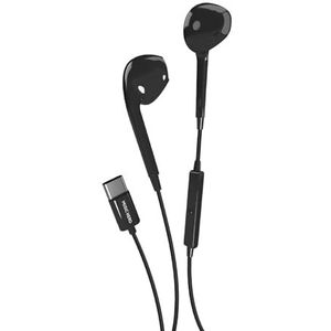 Music Hero USB-C-headset, USB-C-hoofdtelefoon, geïntegreerde bediening, microfoon, semi-in-ear hoofdtelefoon, zwart