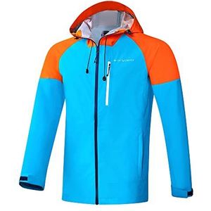 Black Crevice Hardshell herenjack, hoogwaardige outdoorjas voor heren, 3L functionele jas van 100% polyester, ademende herenjas, wind- en waterdichte outdoor regenjas voor heren, blauw/oranje, L