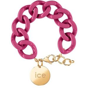 ICE - Jewellery - Chain bracelet - Orchid - Gold - Roze XL mesh armband voor vrouwen met gouden medaille (020928)