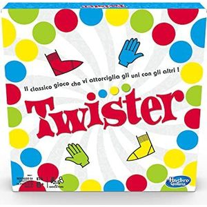 Hasbro Gaming Twister spel in box, inclusief 1 twister-tapijt, 1 wiel en handleiding (mogelijk niet beschikbaar in het Nederlands), versie 2020 in het Italiaans, meerkleurig