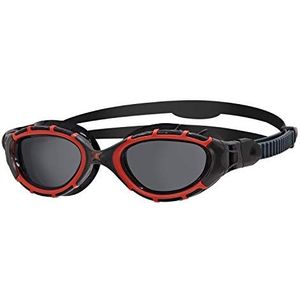 Zoggs Predator Flex Goggle, UV-bescherming zwembril, rood/zwart/rook gepolariseerd, klein