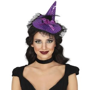 FIESTAS GUIRCA Haarband met heksenhoed, paars (eenheidsmaat), accessoire voor heksenkostuum voor Halloween en kostuumfeesten, ideaal voor volwassen dames, paars