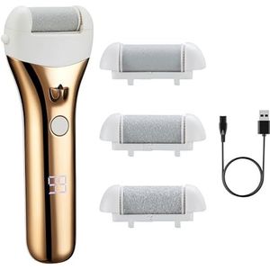 Barberboss Oplaadbare eeltverwijderaar, elektrische harde huid-voetvijl, waterdichte set met 3 rollen, dubbele snelheid, USB-opladen en led-display, pedicureset voor gebarsten hielen en gladde voeten