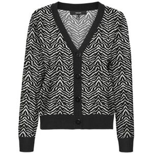 VERO MODA Vmaria Art Ls V-hals Cardigan Rep, zwart, L