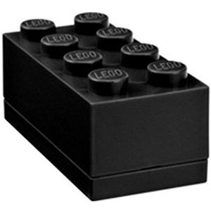 LEGO minidoos 8 noppen, lunchdoosinzet, snackdoos, Zwart