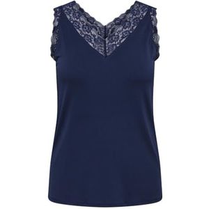 ONLY Carmakoma Carbennedikte S/L Lace Top JRS kanten top, blauw, 42-44 Grote maten
