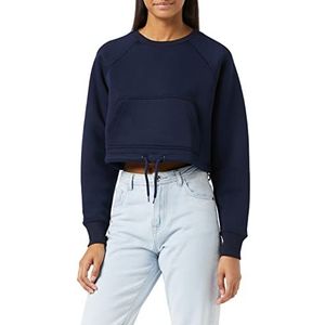 Urban Classics Dames pullover oversized raglan sweatshirt met heuptas, Midnightnavy, L grote maten