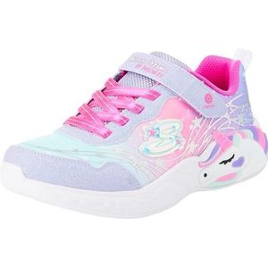 Skechers Meisjes, sneakers voor meisjes en meisjes, Lavender Sparkle Mesh Hot Pink Trim, 43 EU