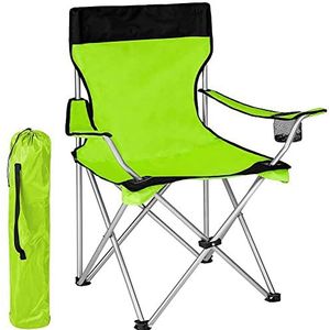 BAKAJI Klapstoel voor camping, strand, vissen, outdoor, staal en polyester, met vak voor dranken en smartphone (groen)