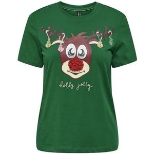 ONLY - YRSA - T-shirt - Groen - Christmas S/S TOP JRS