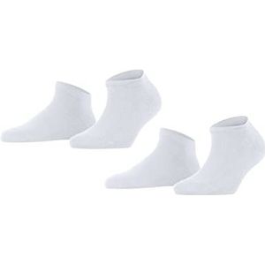 FALKE Dames Korte sokken Happy 2-Pack W SN Katoen Kort eenkleurig Multipack 2 Paar, Wit (White 2000), 35-38