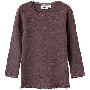 Bestseller A/S NMFWANG Wool NE.LS TOP SOLID NOOS XXIII T-shirts, Peppercorn, 86, Peppercorn, 86 cm