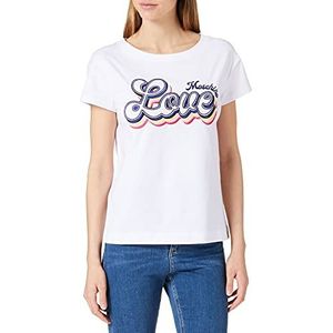 Love Moschino Boxy Fit T-shirt voor dames, met korte mouwen, gepersonaliseerd met maxi-borduurwerk, Optisch Wit, 64