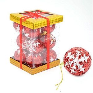 Geschenken 4 Alle gelegenheden Beperkte SHATCHI-95 12 Rode Glitter Kerstboom Baubles Zacht Schuim Xmas Home Decor