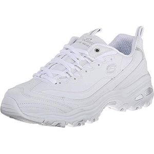 Skechers D'Lites Fresh Start Wide Fashion Sneaker voor dames, Wit/Zilver, 37.5 EU breed