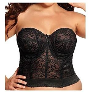 Goddess Bustier Plus Size met beugels Lace Bridal Zwart, Zwart, 100C