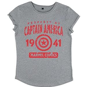 Marvel Dames Avengers Classic Captains Property Women's Rolld Sleeve T-shirt, grijs (melange grey), L