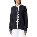 NAEMI - Gebreid Vest - Zwart/Wit - Lange Mouw - Normale Pasvorm