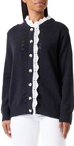 NAEMI - Gebreid Vest - Zwart/Wit - Lange Mouw - Normale Pasvorm