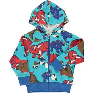 Småfolk sweatshirt, rits en hoodie, dinosaurus, blue atoll, 3-4 Jaar