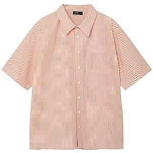 NAME IT Boy's NLMFALTHE SS shirt hemd, papaya/strepen, 134/140, Papaya/Stripes: stripes, 134/140 cm