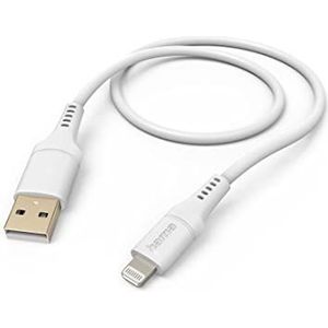 Hama Kabel Flexible USB 2.0 A stekker - Lightning oplaadstekker (480 Mbit/s, siliconen, 2,4 A, 1,5 m) wit
