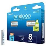 Panasonic eneloop, AAA/Micro herlaadbare batterijen, Ready-to-Use, 8-pack, verbeterde capaciteit van min. 800 mAh, 2100 laadcycli, oplaadbare in plasticvrije verpakking, Ni-MH batterij