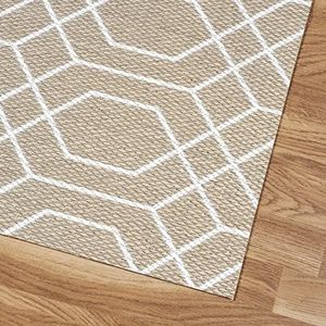 Estores Basic - Premium vinyl tapijt, antislip en zeer robuust, voor binnen en buiten, Geom, wit, 140 x 200 cm