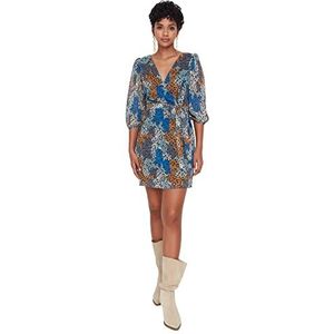 TRENDYOL - Mini Skater V-hals Jurk - Meerkleurig - Woven