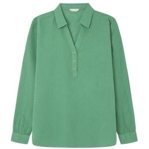 Springfield Dames Linnen Polo Style Shirt Businesshemd, Ivoor, 34, ivoor, 34