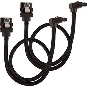 Corsair Premium SATA3-kabel, schuin/recht (6 Gbps, 30 cm, 90 graden), met ommanteling, zwart
