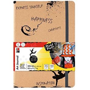 Marabu 161200000101 Notebook Art Journal, 180 g/m², 72 vellen, DIN A4, natuurlijk wit, fijn korrelpapier, mat, zuur-, lichtbestendig, draadbinding en vouwzak binnenin