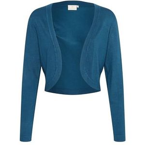 KAFFE Gebreid damesvest met lange mouwen, cropped lengte, slim fit, ronde rand, Legion Blauw, XL